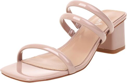 vivianly Strappy Heels Sandals for Women Chunky Heeled Sandals Three Straps Slip-On High Heels with Square Open Toe Sandals in Kuwait