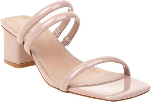 vivianly Strappy Heels Sandals for Women Chunky Heeled Sandals Three Straps Slip-On High Heels with Square Open Toe Sandals in Kuwait