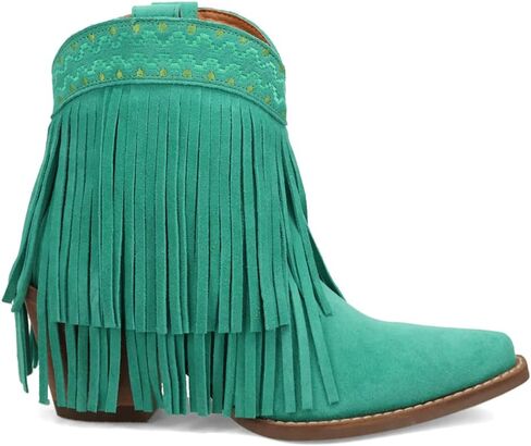 حذاء Dingo النسائي Tapadero Southwest Fringe ذو مقدمة قصيرة وكعب متوسط ​​2-3 بوصة - أخضر in Kuwait