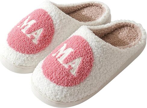 Cozy Fluffy Mama Slippers For Women Men Cute House Slippers Memory Foam Slippers Plush Bedroom Indoor Outdoor Shoes in Saudi Arabia