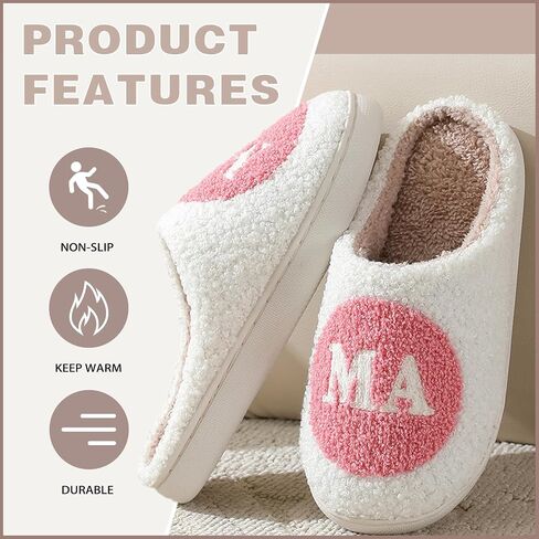 Cozy Fluffy Mama Slippers For Women Men Cute House Slippers Memory Foam Slippers Plush Bedroom Indoor Outdoor Shoes in Saudi Arabia