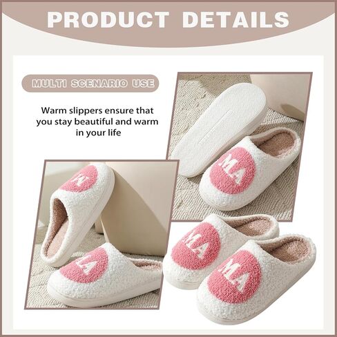 Cozy Fluffy Mama Slippers For Women Men Cute House Slippers Memory Foam Slippers Plush Bedroom Indoor Outdoor Shoes in Saudi Arabia