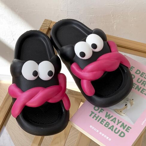 Cartoon Slippers for Women, Cute Big Eye Non-Slip Slides Sandals, Summer Funny Novelty Open Toe Beach Pool Shower Shoes Indoor & Outdoor in Saudi Arabia