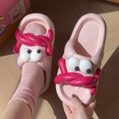 Cartoon Slippers for Women, Cute Big Eye Non-Slip Slides Sandals, Summer Funny Novelty Open Toe Beach Pool Shower Shoes Indoor & Outdoor in Saudi Arabia