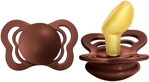 لهايات BIBS - مجموعة الأزياء الراقية | لهاية أطفال خالية من مادة BPA | صنع في الدنمارك | مجموعة من 2 لهايات فاخرة بلون الصدأ | الحجم 0-6 أشهر in Kuwait