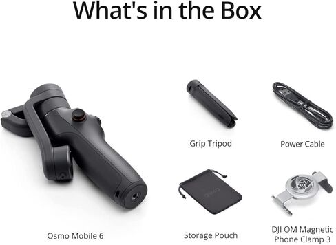 DJI Osmo Mobile 6 Smartphone Gimbal Stabilizer (Black) Accessory Bundle with 2 YR CPS Enhanced Protection Pack, LED Ring Light, Lexar 64GB MicroSDXC Memory Card and Cleaning Kit in Saudi Arabia