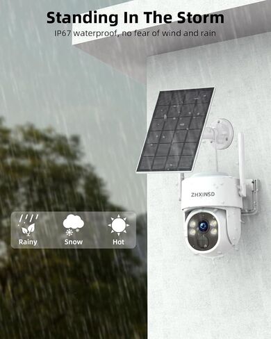 PTZ Security Cameras Wireless Outdoor Solar Powered, Pan Tilt 360 View 10 CH Ultra 4MP Home Security Camera System with 4 Cameras Human Detection Two Way Audio Color Night Vision 64G Storage in Kuwait