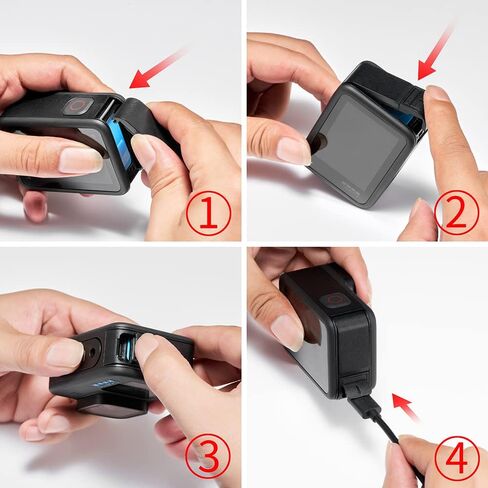 باب جانبي بديل لـ GoPro Hero 10 Hero 9، غطاء بطارية بلاستيكي فاخر قابل للإزالة من نوع POM، غطاء محول منفذ شحن من النوع C، جزء إصلاح ملحقات مدونة الفيديو للكاميرا مع قابس الغبار in Kuwait