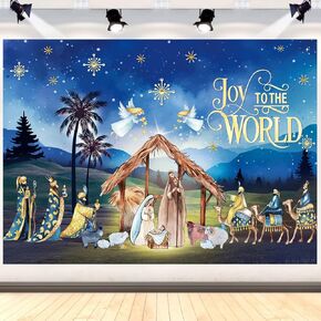 Jesus is The Reason for Season Banner, Joy to World Backdrop Religious Christmas Decorations,Christmas for Winter Holiday Photography Decor 5x3ft