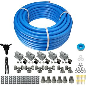 3/4" x 200ft Compressed Air Line Kit,HDPE-Aluminum Piping for Compressed Air Piping System,Shop/Garage Air Line Kit,Leak Proof,Easy to Install