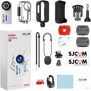 SJCAM Pocket Cam, 4K Small Action Camera, with Magnetic Lanyard, Stabilization, Waterproof, Mini Body Camera,170° FOV, Built-in Speaker&Mic, with Helmet Mount Kits, Black