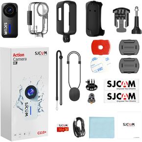 SJCAM Pocket Cam, 4K Small Action Camera, with Magnetic Lanyard, Stabilization, Waterproof, Mini Body Camera,170° FOV, Built-in Speaker&Mic, with Helmet Mount Kits, Black
