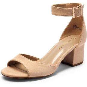 DREAM PAIRS Womens Chunkle Low Heel Pump Ankle Strap Dress Sandal,Size 7.5,Matte nude,CHUNKLE