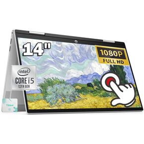 HP Envy x360 2-in-1 14" FHD Touchscreen Laptop, Intel Core i7-1355U, 16GB RAM, 1TB SSD, Backlit Keyboard, 5MP Camera, Fingerprint Reader, Wi-Fi 6E, Win 11, Silver