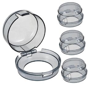 Vaguelly 4pcs Switch Cover Dial Stove Gas Stove Protector for Door Knob Child Proof Clear Stove Knob Cover Stove Button Cover Oven Guards Hob Plastic Bottle Holder Protection, 6.50X6.50X4.20CM, Grey