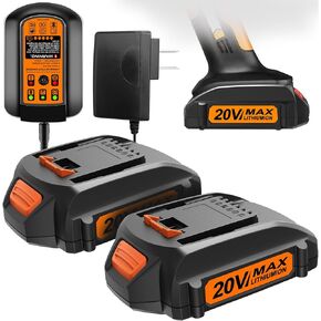 2 قطعة 20 فولت طقم استبدال البطارية والشاحن ل Worx WA3520 WA3525 WA3575 WG151s WG155s WG251s WG255s WG540s WG545s WG890 WG891
