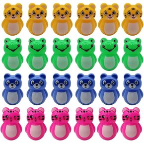 Toyvian 24pcs Roly Poly Baby Toy Baby Mini Tumbler Toys Bulk Bear Tummy Time Toys Egg Shakers Baby Montessori Toy