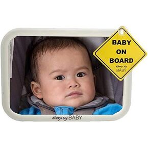 Baby Mirror for Car - Glow in The Dark - Convex Shatterproof Glass - Safety Accessory - Fully Assembled - Mirror to see Baby in Rear Infant Car Seat - Matte Finish - Crash Tested