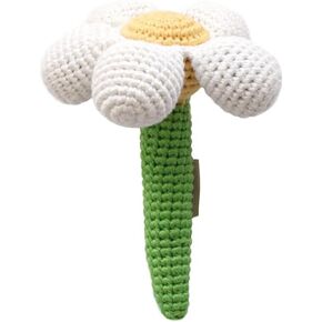 Baby Rattle White Daisy Flower