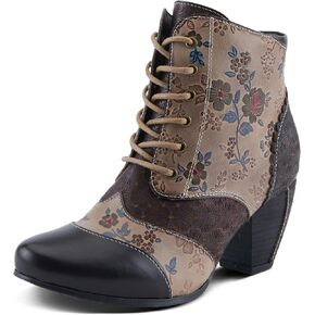 حذاء Spring Step L'Artiste Hiadelvice النسائي بالزهور - تفاصيل رائعة، حذاء طويل للكاحل ملفت للنظر أسود متعدد الاتحاد الأوروبي 39 / الولايات المتحدة 8.5 in Kuwait