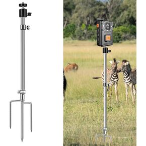 Trail Camera Mount, Game Camera Stand Mount, Foldable Stainless Steel Bracket 360° Adjustable Universal Ground Holder Post for Outdoor Hunting & Fishing