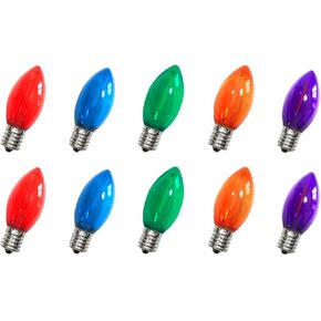 10 Pack C7 Replacement Bulbs, Clear Black Purple Led Light Bulbs, Halloween Christmas Light Bulbs for Outdoor String Lights Patio Wedding Decor, E12 Candelabra Base, Led Night Light Bulb