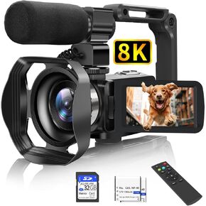 Video Camera, Full HD 1080P Camcorder 24MP Handheld Vlogging Camera with Tripod for YouTube 3" Touch Screen 18X Digital Zoom Recorder with Dual Battery Charger, Remote and 2 Batteries
