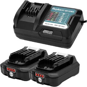 CYDZ® Replacement Makita 12V Battery BL1021B BL1041B BL1016,12V 2.0Ah, Replacement Makita Charger DC10WD, Compatible Makita 12V CXT Series, Replace Makita 12 Volt Batteries and Charger