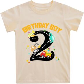 2-6 Years Boys Birthday Shirts Toddler Bday Construction Graphic Cotton Short Sleeve T-Shirt