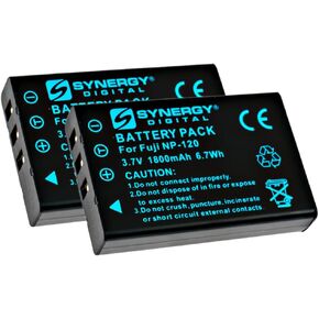 Synergy Digital Camera Batteries, Compatible with Fujifilm NP-120 Digital Camera, (Li-ion, 3.7V, 1800mAh), Replacement for Aiptek ZPT-PM18 Battery, Combo-Pack Includes: 2 x SDCAM-L8805 Batteries