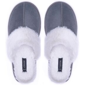 Millffy Nordic Style Faux Fur Trim Rabbit Fur Hair Women's Suede Slippers Memory Foam Comfy Indoor eva Slipper