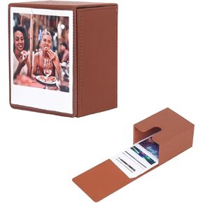 Photo Case for Instax Wide Film, 3.5x4.25" Photo Storage Box Fits for Fujifilm Instax Wide 400/300/210, Picture Holder for Polaroid 600/I-Type/OneStep2 Instant Film - Brown
