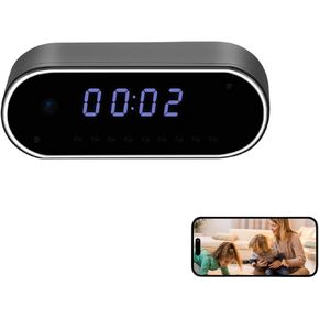 Clock 1080P WiFi Camera Portable with Motion Detection and Night Vision for Home Office Indoor Security(No Audio)