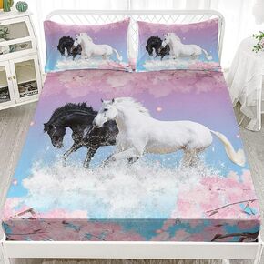 Sea Turtle Fitted Sheet Tropical Fish Marine Life Bed Set Reptile Sea Animals Wildlife Bed Cover for Teens Adult Includes 1 Fitted Sheet,2 Pillowcases