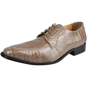 Mens Prom Shoes - Mens Croco Lizard Print Genuine Leather Lace Up Oxford Dress Shoes