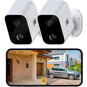 KODAK Infinio F882 Long Range Smart Security Cameras, Dual Pack (2) HD Outdoor Camera, Wire-Free, up to 90 Days Battery Life, Weather-Proof, iOS and Android App. No Subscription Fee.