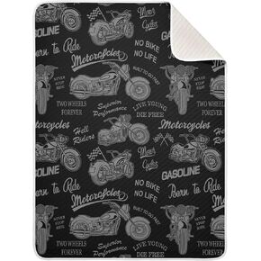 Vintage Motorcycle Silhouette Baby Blanket for Boys Girls, Customized Infant Blanket Urban Style Soft Warm Toddler Blankets Personalized Nap Blanket for Daycare Stroller Shower Gift