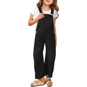 Haloumoning Girls Denim Overalls Kids Sleeveless Wide Leg Jumpsuit Bib Overall with Pockets 4-14 Years in Saudi Arabia