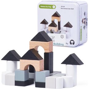 CHILDLIKE BEHAVIOR Wooden Tiny Blocks for Kids - Durable Wood Material, Kids Tiny Blocks - 24pcs Educational Wooden Building Blocks for Cognitive and Motor Skills Development - 3+ Years