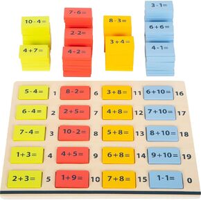 Small Foot Wooden Toys Math Tiles for Learning Addition and Subtracting Number Fun Early Educational Toy Designed for Children 3+, Multi (10716)