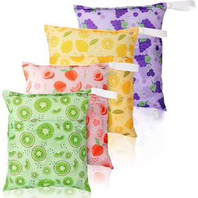 Frienda 4 Pack 12 x 14 in Wet Bags for Swimsuits, Waterproof Reusable Travel Wet Dry Bags with Zippered Pockets for Beach Pool Swimwear, Towels, Gym, Cloth Diapers, Summer Vacation(Macaron) in Saudi Arabia
