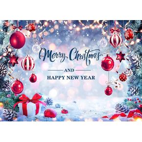 Dudaacvt 7x5ft Christmas Backdrop Winter Dream Wonderland Photo Backdrop Xmas Tree Snowflake Gift Red Star Ball Backdrops for Photography Xmas Party Backdrop