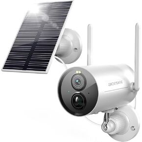 acesee Solar Security Cameras Wireless Outdoor, Solar Battery Powered Outdoor Security Camera WiFi Security Camera with Motion Detection, 1080P HD, 2-Way Audio,Night Vision,IP65