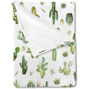 Watercolor Green Cactus Baby Blanket for Boy Girl Boho Cactus Leaves Flannel Soft Swaddle Blanket Wild Plants Lightweight Receiving Blanket Bed Blanket Newborn Nursery Toddler Daycare Crib 30x40