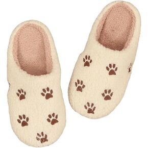 Verdusa Women's Cute Fuzzy Slippers Cozy Embroidery House Slippers Indoor Outdoor Shoes