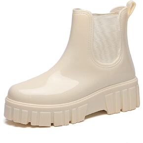 Amoji النساء تشيلسي منصة أحذية المطر النساء الأحذية المطاطية Wellies 918 in Kuwait