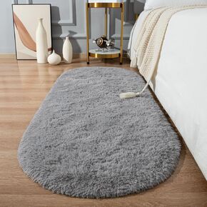 Softlife Fluffy Rugs for Bedroom, Shag Cute Area Rug for Girls/Boys and Kids Baby Room Home Decor, 2.6 x 5.3 Feet Oval Indoor Carpet for Nursery Dorm Living Room, Navy Blue