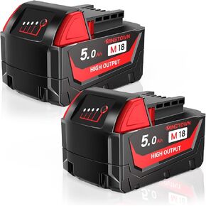 2Pack 18V 5.0Ah Lithium Battery Replacement for Milwaukee M18 Battery Compatible with Milwaukee M18 Cordless Tools and Charger