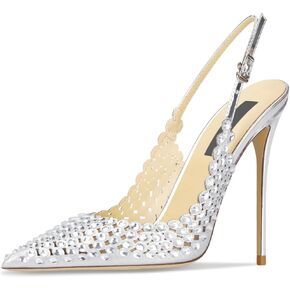 hysn&hoov Wedding High Heels Women Pumps Stiletto Slingback Elegant Sandals Heeled D'Orsay Buckle Closure Bridal Shoes