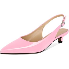 SAMMITOP Womens Slingback Kitten Heels Closed Pointed Toe Low Heels Slip On Comfortable Work Pumps Dress Shoes 1.4 Inch